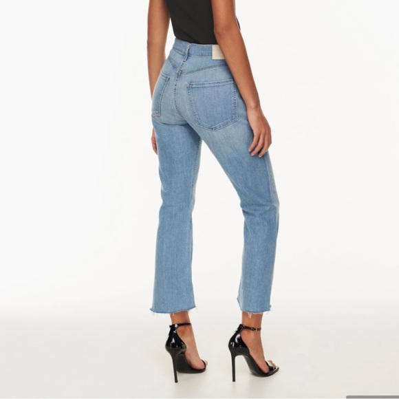 Isola High Waist Fray Hem Crop Bootcut Jeans In BLUE MOON - Picture 3 of 6